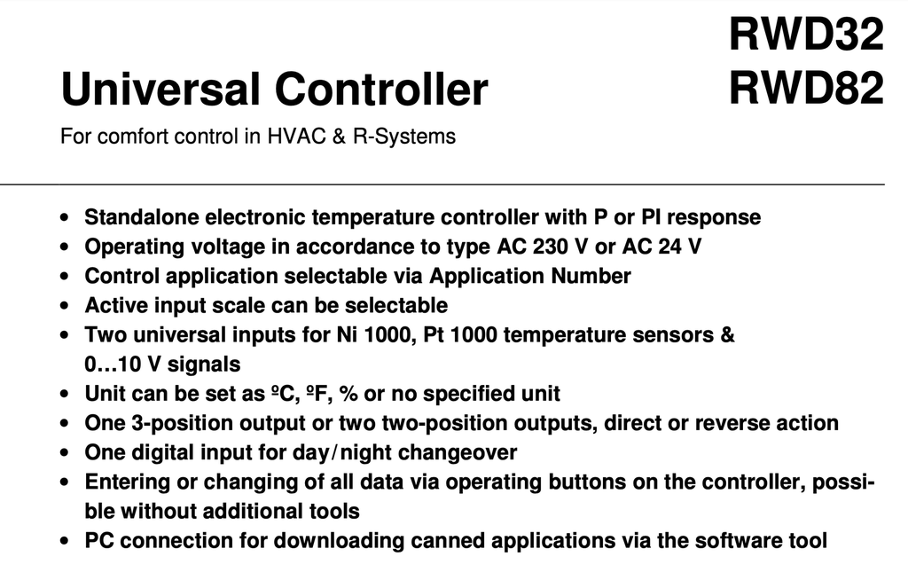 RWD82  Controladr (Standard) 24 volts, 2AI, 1DI, 2DO